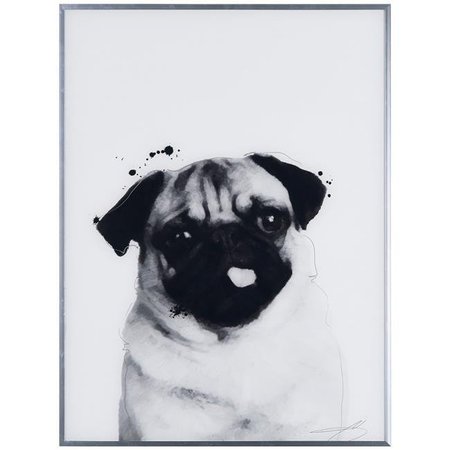 EMPIRE ART DIRECT Empire Art Direct AAGS-JP1021-2418 Pug Black & White Dog Wall Art - Glass Encased with Gunmetal Anodized Frame AAGS-JP1021-2418